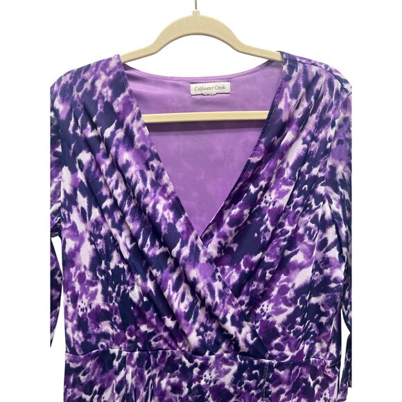 Coldwater Creek Lavender Fields Mesh Wrap Dress - Picture 3 of 6